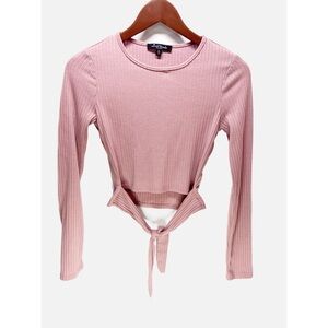 Mixed Threads Los Angeles Pink Long Sleeve Tie-Front Top